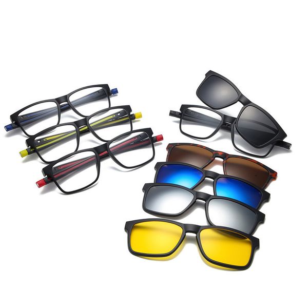 spectacle frame with 5 pcs clip on sunglasses women men polarized magnetic glasses set myopia optical adjustable legs, White;black
spectacle frame with 5 pcs clip on sunglasses women men polarized magnetic glasses set myopia optical adjustable legs, White;black