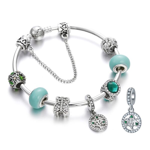 trendy tree of life pendant women charm bracelets bangles sliver plated crystal bird bead bracelets luxury ball snap diy jewelry, Black 
trendy tree of life pendant women charm bracelets bangles sliver plated crystal bird bead bracelets luxury ball snap diy jewelry, Black