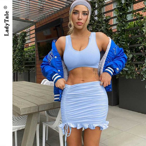 ladytale solid two piece skirt set women sleeveless crop and pleated drawstring ruffle mini skirt bodycon office lady outfit, Gray
ladytale solid two piece skirt set women sleeveless crop and pleated drawstring ruffle mini skirt bodycon office lady outfit, Gray