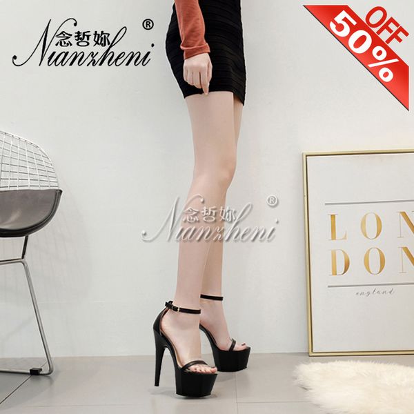 7 inches mixed colors buckle strap womens sandals 17cm super high heeled shoes open toe shallow novelty nightclub cross dressing, Black
7 inches mixed colors buckle strap womens sandals 17cm super high heeled shoes open toe shallow novelty nightclub cross dressing, Black