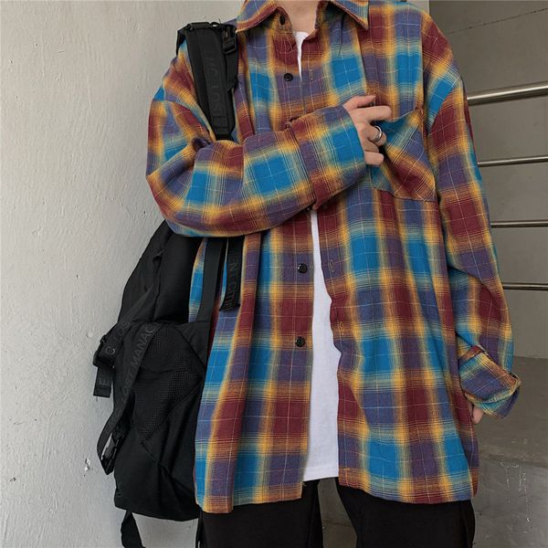 men's casual shirts autumn cotton plaid shirt fashion hit color retro mens streetwear loose korean long-sleeved men -xl, White;black
men's casual shirts autumn cotton plaid shirt fashion hit color retro mens streetwear loose korean long-sleeved men -xl, White;black