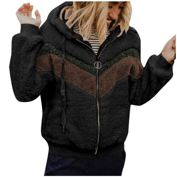 women's fur & faux patchwork coat women autumn winter casual stitching color matching hooded jacket womens plush female abrigo mujer, Black
women's fur & faux patchwork coat women autumn winter casual stitching color matching hooded jacket womens plush female abrigo mujer, Black