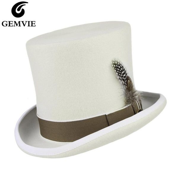 gemvie 17cm 100% wool felt white hat handmade feather cylinder hat for men/women mad hatter costume fedora magic er, Blue;gray
gemvie 17cm 100% wool felt white hat handmade feather cylinder hat for men/women mad hatter costume fedora magic er, Blue;gray