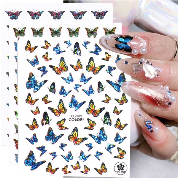 3d butterfly nail art stickers colorful laser self adhesive decals foils for gel polish manicure decorations chcl001-009, Black
3d butterfly nail art stickers colorful laser self adhesive decals foils for gel polish manicure decorations chcl001-009, Black