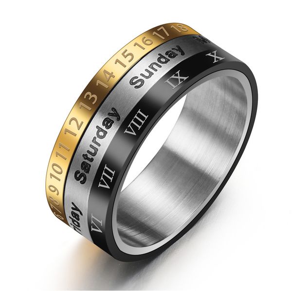 8mm Titanium Steel Tricolor Calendar Time Wedding Ring Men's Fashion Jewelry Rotating Ring Hot
8mm Titanium Steel Tricolor Calendar Time Wedding Ring Men's Fashion Jewelry Rotating Ring Hot