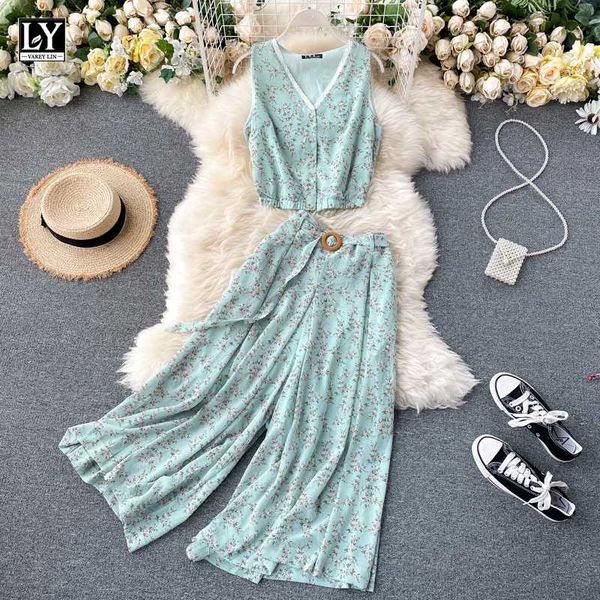 ly varey lin 2020 new summer women sweet floral print two piece set sleeveless v neck crop sashes tie up wide leg pants, White
ly varey lin 2020 new summer women sweet floral print two piece set sleeveless v neck crop sashes tie up wide leg pants, White