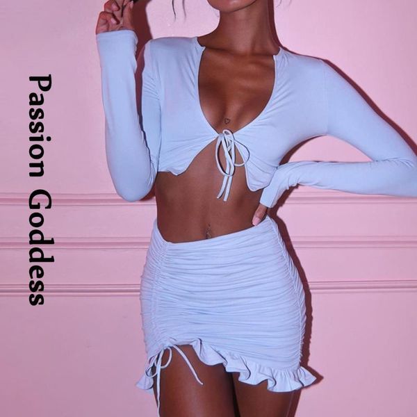 women's tracksuits sweet women 2 piece sets long sleeve bandage knotted tie crop shirts drawstring ruffles bodycon skirts two party sui, Gray
women's tracksuits sweet women 2 piece sets long sleeve bandage knotted tie crop shirts drawstring ruffles bodycon skirts two party sui, Gray
