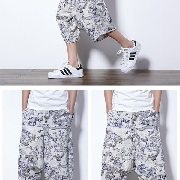 summer new harem pants chinese style printed men's loose casual pants large multi color printed low grade capris, Black
summer new harem pants chinese style printed men's loose casual pants large multi color printed low grade capris, Black