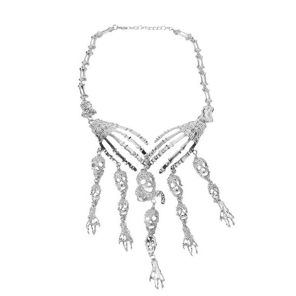 1pc fashionable skull clavicle chain exaggerated festive neck decoration for halloween (black, Silver
1pc fashionable skull clavicle chain exaggerated festive neck decoration for halloween (black, Silver