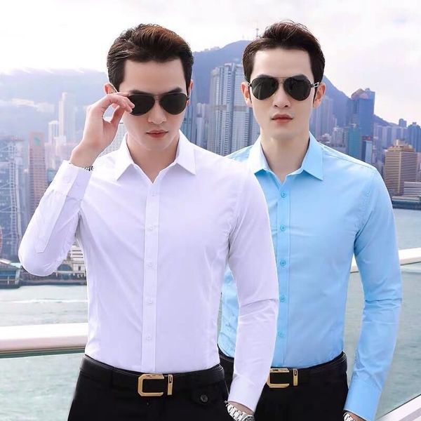 men's dress shirts spring and summer long-sleeved shirt korean style slim thin business solid color youth casual black white, White;black
men's dress shirts spring and summer long-sleeved shirt korean style slim thin business solid color youth casual black white, White;black