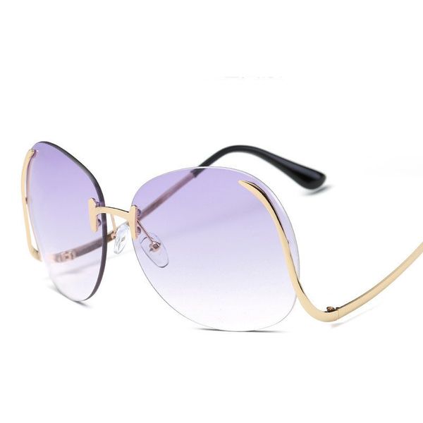 special s z design frame rimless and oversize style fashion women sunglasses big round colors lenses with uv400 protection, White;black 
special s z design frame rimless and oversize style fashion women sunglasses big round colors lenses with uv400 protection, White;black