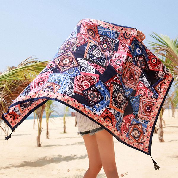 2020 new women's twill printed national style shawl silk scarf fashion light luxury sunshade scarf grade gift scarves, Blue;gray
2020 new women's twill printed national style shawl silk scarf fashion light luxury sunshade scarf grade gift scarves, Blue;gray
