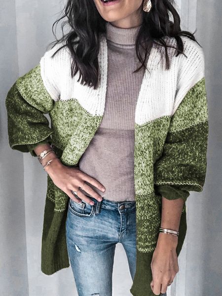 women striped panelled cardigan sweater contrast color long sleeve multi autumn clothes ladies loose sweater, White;black 
women striped panelled cardigan sweater contrast color long sleeve multi autumn clothes ladies loose sweater, White;black