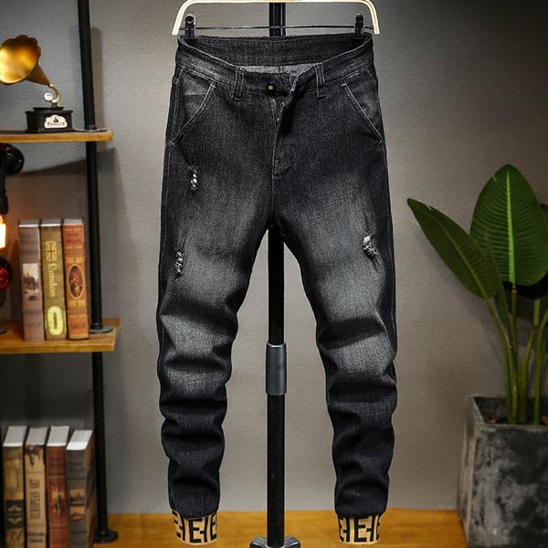 spring and summer new men's jeans slim elastic beam pants loose popular brand ripped jeans, Blue
spring and summer new men's jeans slim elastic beam pants loose popular brand ripped jeans, Blue