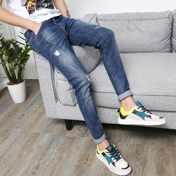 scratched summer mens jeans brand casual slim fit denim jeans eembroidery ankle-length pant homme plus size, Blue
scratched summer mens jeans brand casual slim fit denim jeans eembroidery ankle-length pant homme plus size, Blue