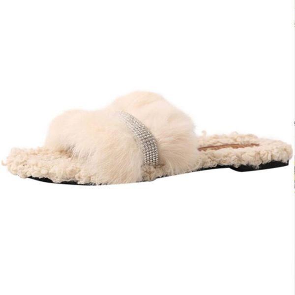 2020 autumn and winter new pearl rhinestone fur slippers female word flat wear outside soft female fur shoes, Black
2020 autumn and winter new pearl rhinestone fur slippers female word flat wear outside soft female fur shoes, Black