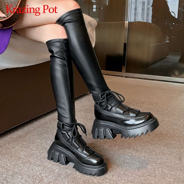 boots krazing pot riding real leather sports style platform round toe thick high heel lace up energy lady thigh l88, Black
boots krazing pot riding real leather sports style platform round toe thick high heel lace up energy lady thigh l88, Black