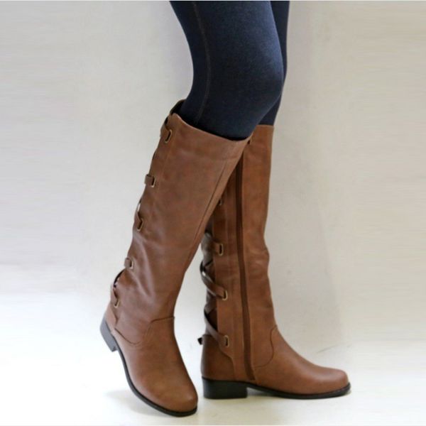 women knee-high boots fashion motorcycle boots buckle strap cross tie woman shoes ladies spring waterproof rainboots, Black
women knee-high boots fashion motorcycle boots buckle strap cross tie woman shoes ladies spring waterproof rainboots, Black