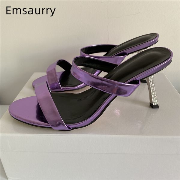 violet narrow band runway slippers women jeweled rhinestone thin heel bright genuine leather open toe high heel shoes woman, Black
violet narrow band runway slippers women jeweled rhinestone thin heel bright genuine leather open toe high heel shoes woman, Black