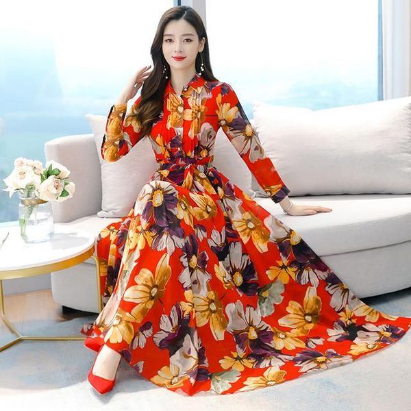 2020 women spring autumn long sleeve maxi fashion belt dress bohemian chiffion female floral printed retro dresses vestidos c281, Black;gray
2020 women spring autumn long sleeve maxi fashion belt dress bohemian chiffion female floral printed retro dresses vestidos c281, Black;gray