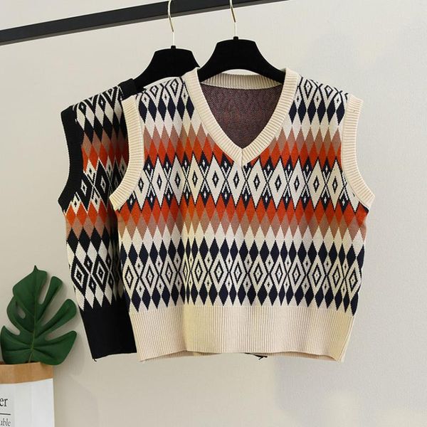 women's vests autumn winter sweater vest women casual vintage knitted femme sleeveless waistcoat high street short outwear crop top, Black;white
women's vests autumn winter sweater vest women casual vintage knitted femme sleeveless waistcoat high street short outwear crop top, Black;white
