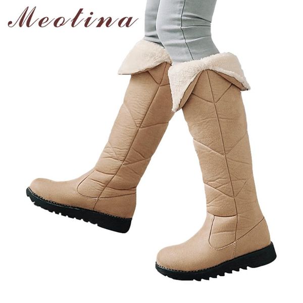 meotina over the knee boots women flat platform snow boots winter shoes round toe plush keep warm tall green beige 34-43, Black
meotina over the knee boots women flat platform snow boots winter shoes round toe plush keep warm tall green beige 34-43, Black