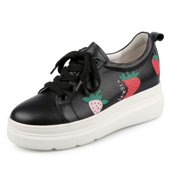 mobetty new leather autumn women shoes platform lace-up casual sneakers 2020 strawberry heightened white flat platform round toe, Black
mobetty new leather autumn women shoes platform lace-up casual sneakers 2020 strawberry heightened white flat platform round toe, Black