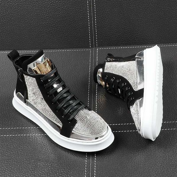 2020 spring casual high shoes fashion high sneakers zipper bling shoes men crystal boots men sapato masculino, Black
2020 spring casual high shoes fashion high sneakers zipper bling shoes men crystal boots men sapato masculino, Black