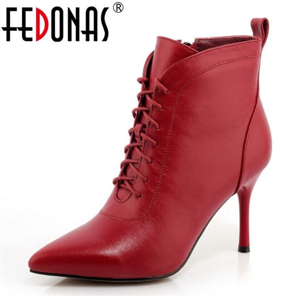 fedonas solid fashion pointed toe thin high heels women ankle boots genuine leather elegant party prom shoes, Black
fedonas solid fashion pointed toe thin high heels women ankle boots genuine leather elegant party prom shoes, Black
