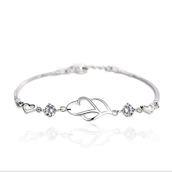 lo paulina s925 classic charming double heart bracelet with zircon for women and girls gift joyas wholesale, Black
lo paulina s925 classic charming double heart bracelet with zircon for women and girls gift joyas wholesale, Black