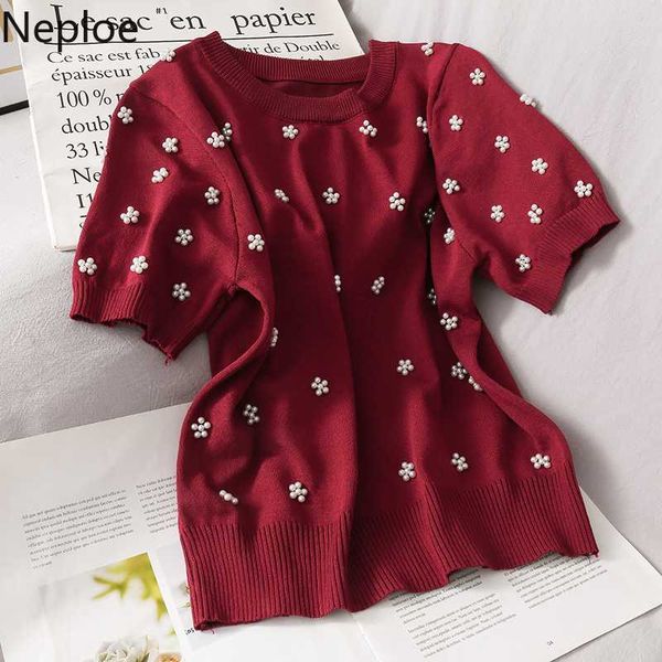 women's t-shirt neploe beading flower knitted t shirts fashion o neck short sleeve ladies tees summer 2021 loose casual slim female 1b, White
women's t-shirt neploe beading flower knitted t shirts fashion o neck short sleeve ladies tees summer 2021 loose casual slim female 1b, White