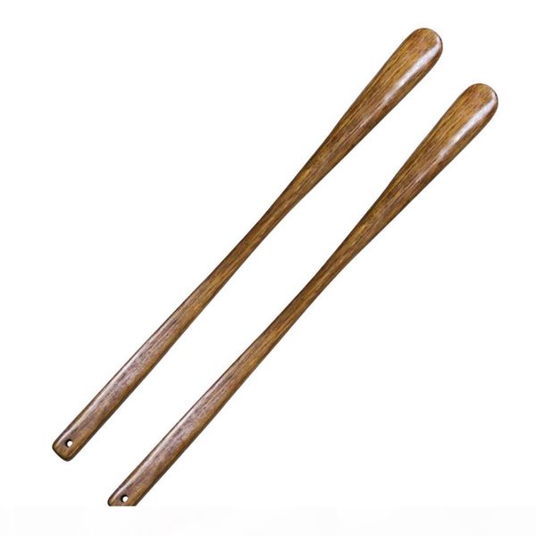 2x natural solid wooden long handle shoe horn shoe care accessories, White;pink