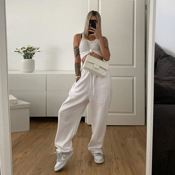 2020 autumn women's new high waist street fashion simple casual harem pants trousers, Black;white
2020 autumn women's new high waist street fashion simple casual harem pants trousers, Black;white