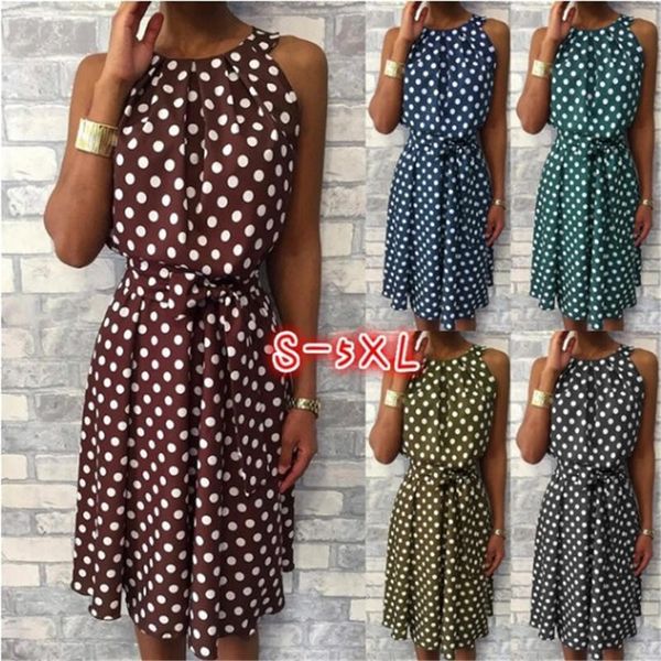 women ladies leisure sleeveless chiffon strapless loose summer casual holiday polka dot printed midi dress, Black;gray
women ladies leisure sleeveless chiffon strapless loose summer casual holiday polka dot printed midi dress, Black;gray
