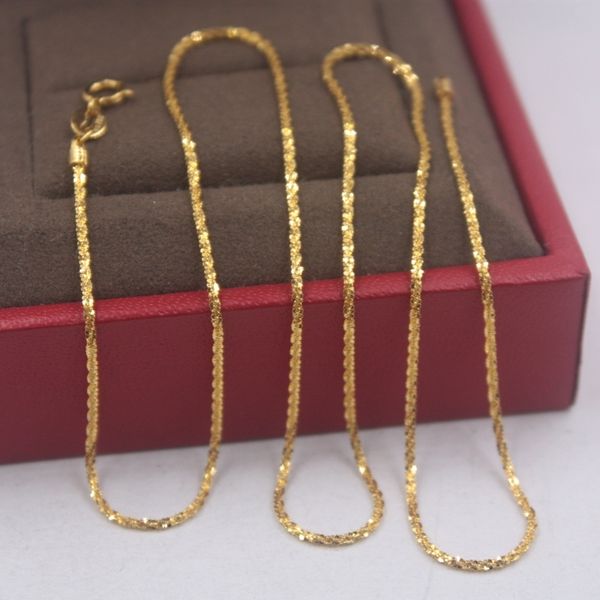 pure 18k yellow gold chain luck 1mmw full star link chain necklace 16inches 1.78g, Silver
pure 18k yellow gold chain luck 1mmw full star link chain necklace 16inches 1.78g, Silver