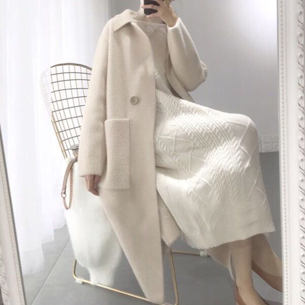 ins 2019 new style for autumn and winter korean version of the long white mink coat female temperament large pockets thin double-sided wool
ins 2019 new style for autumn and winter korean version of the long white mink coat female temperament large pockets thin double-sided wool