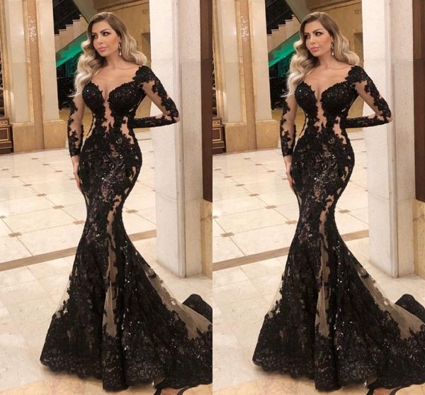 new arrival long sleeve mermaid evening dresses sheer neck applique sweep strain formal dresses evening party gowns wear robes de soirée, Black;red
new arrival long sleeve mermaid evening dresses sheer neck applique sweep strain formal dresses evening party gowns wear robes de soirée, Black;red