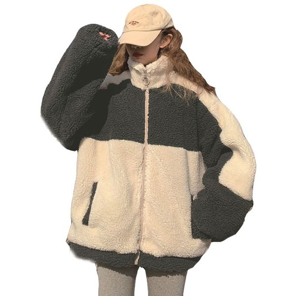 women's hoodies & sweatshirts women coat thick casual stand loose pocket wool liner female sweatshirt winter lambswool splicing zipper, Black
women's hoodies & sweatshirts women coat thick casual stand loose pocket wool liner female sweatshirt winter lambswool splicing zipper, Black