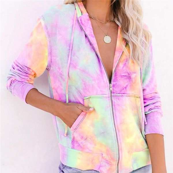 women tie-dye color zipper hoodies outerwear fashion trend casual long sleeve coats clothes designer spring female lapel neck outerwears, Black;brown
women tie-dye color zipper hoodies outerwear fashion trend casual long sleeve coats clothes designer spring female lapel neck outerwears, Black;brown