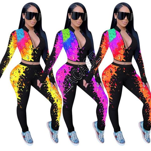 women tracksuit designers graffiti tie-dye long sleeve zipper stand collar jacket coat pants tights leggings two piece sports suit d81704, White
women tracksuit designers graffiti tie-dye long sleeve zipper stand collar jacket coat pants tights leggings two piece sports suit d81704, White