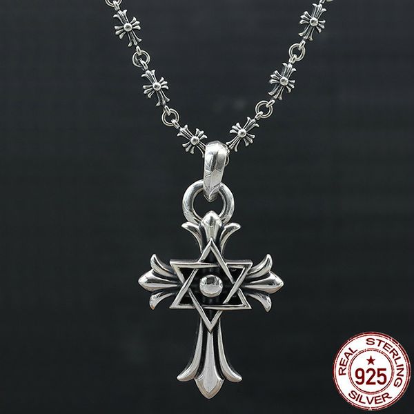 s925 sterling silver necklace personality fashion classic jewelry punk style six-pointed star cross shape 2018 new gift
s925 sterling silver necklace personality fashion classic jewelry punk style six-pointed star cross shape 2018 new gift