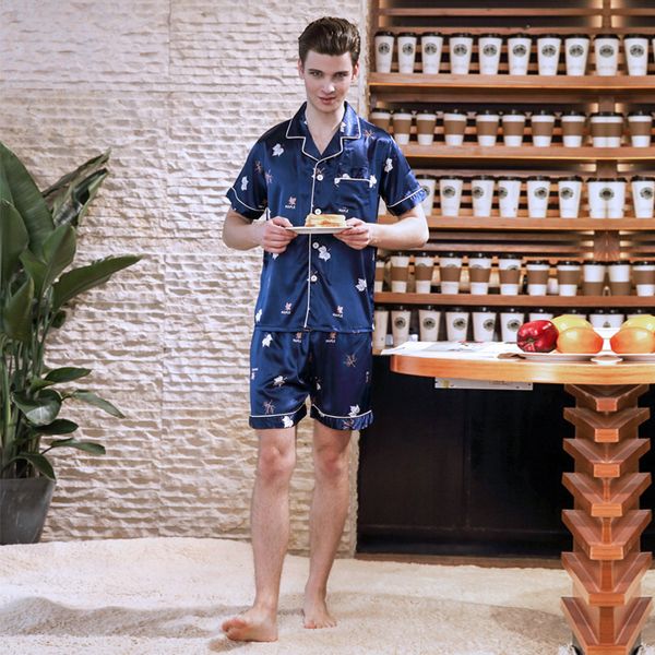 men's sleepwear set robes silk stain pijama summer man pjamas red navy black short sleeve pants nightwear for men, Black;brown
men's sleepwear set robes silk stain pijama summer man pjamas red navy black short sleeve pants nightwear for men, Black;brown