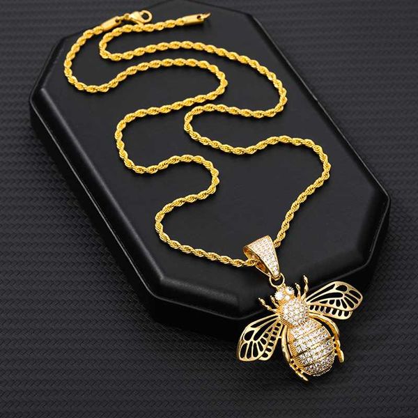 hip-hop zircon bee necklaces men gold color aesthetic honeybee pendant jewelry for women 2020 trend gifts, Silver
hip-hop zircon bee necklaces men gold color aesthetic honeybee pendant jewelry for women 2020 trend gifts, Silver