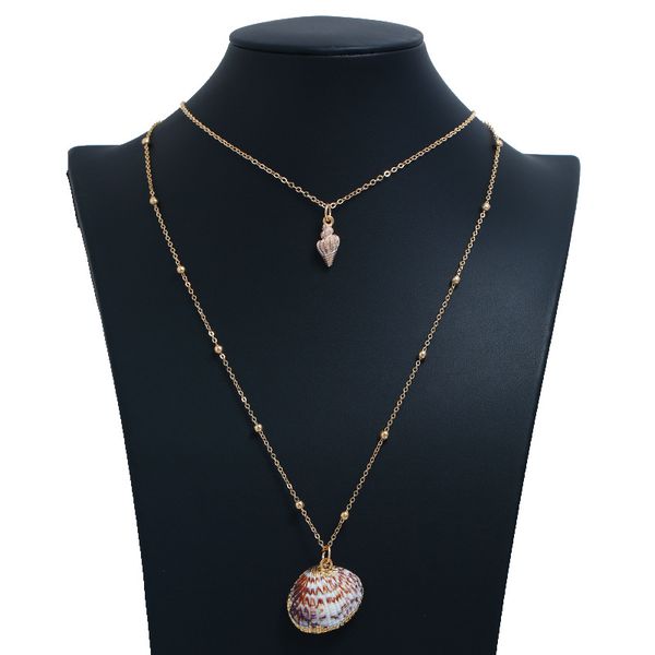 pendant necklaces bohemian women gift geometric shell conch inlaid with gold edge ball multilayer necklace clavicle chain summer jewelry, Silver
pendant necklaces bohemian women gift geometric shell conch inlaid with gold edge ball multilayer necklace clavicle chain summer jewelry, Silver