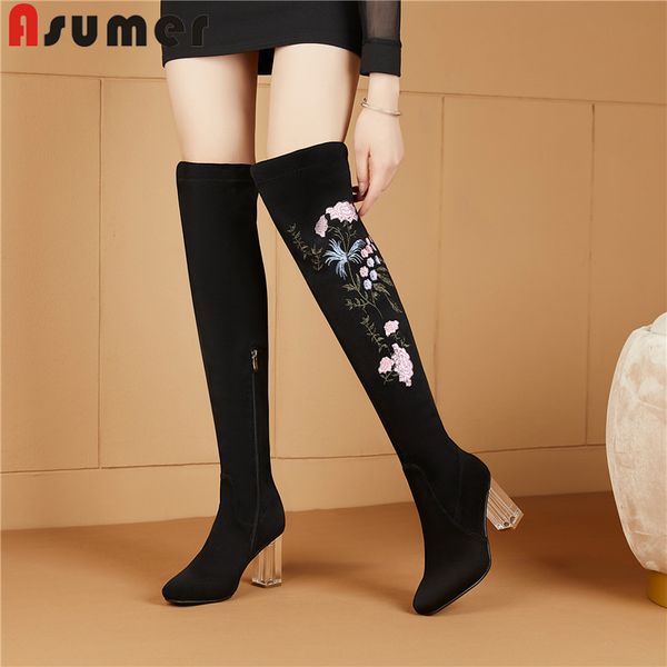 asumer big size 34-43 new over the knee boots square toe crystal high heels shoes embroidery suede leather autumn winter boots, Black
asumer big size 34-43 new over the knee boots square toe crystal high heels shoes embroidery suede leather autumn winter boots, Black