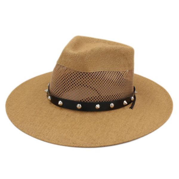 mistdawn fashion summer mesh panama hat big brim beach straw fedora jazz cap punk style rivets leather band, Blue;gray
mistdawn fashion summer mesh panama hat big brim beach straw fedora jazz cap punk style rivets leather band, Blue;gray