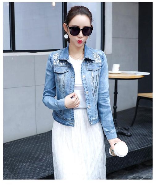 2020 autumn women fashion slim water wash single breasted sequined denim outerwear lady short design jean cotton casual jacket, Black;brown
2020 autumn women fashion slim water wash single breasted sequined denim outerwear lady short design jean cotton casual jacket, Black;brown