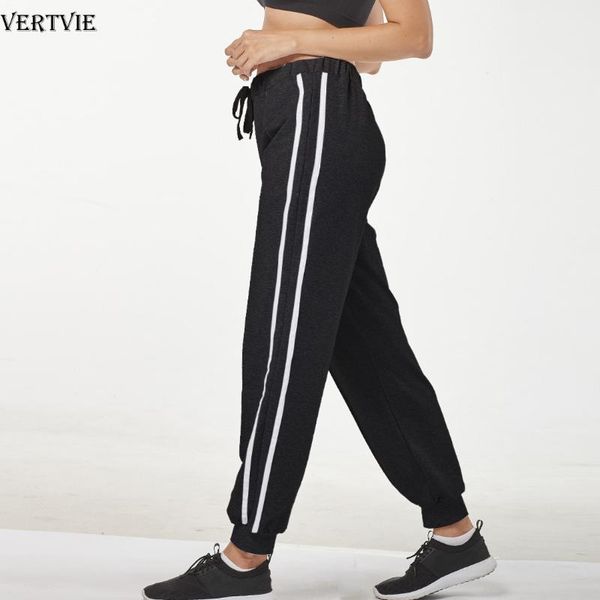 vertvie casual women sport pants elastic waist loose drawstring pencil pantalon femme side striped gym trousers stretch joggers, Black;blue
vertvie casual women sport pants elastic waist loose drawstring pencil pantalon femme side striped gym trousers stretch joggers, Black;blue