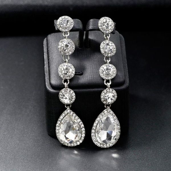 fashion korean earrings water drop crystal pendant shining rhinestone long dangler for women gorgeous bridal jewelry accessories, Silver
fashion korean earrings water drop crystal pendant shining rhinestone long dangler for women gorgeous bridal jewelry accessories, Silver