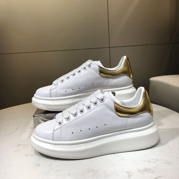 2020 men's and women's flat shoes hover shoes leisure sneakers leather gold tail tie size 36-45, Black